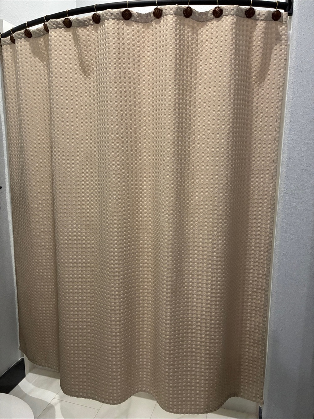 Textured Tan Shower Curtain 72x72 with hooks